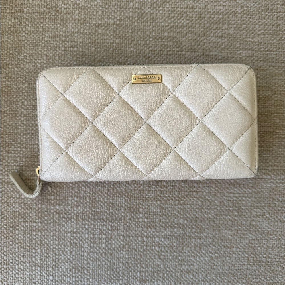 Kate Spade “Lacey” Cream Quilted Leather Wallet